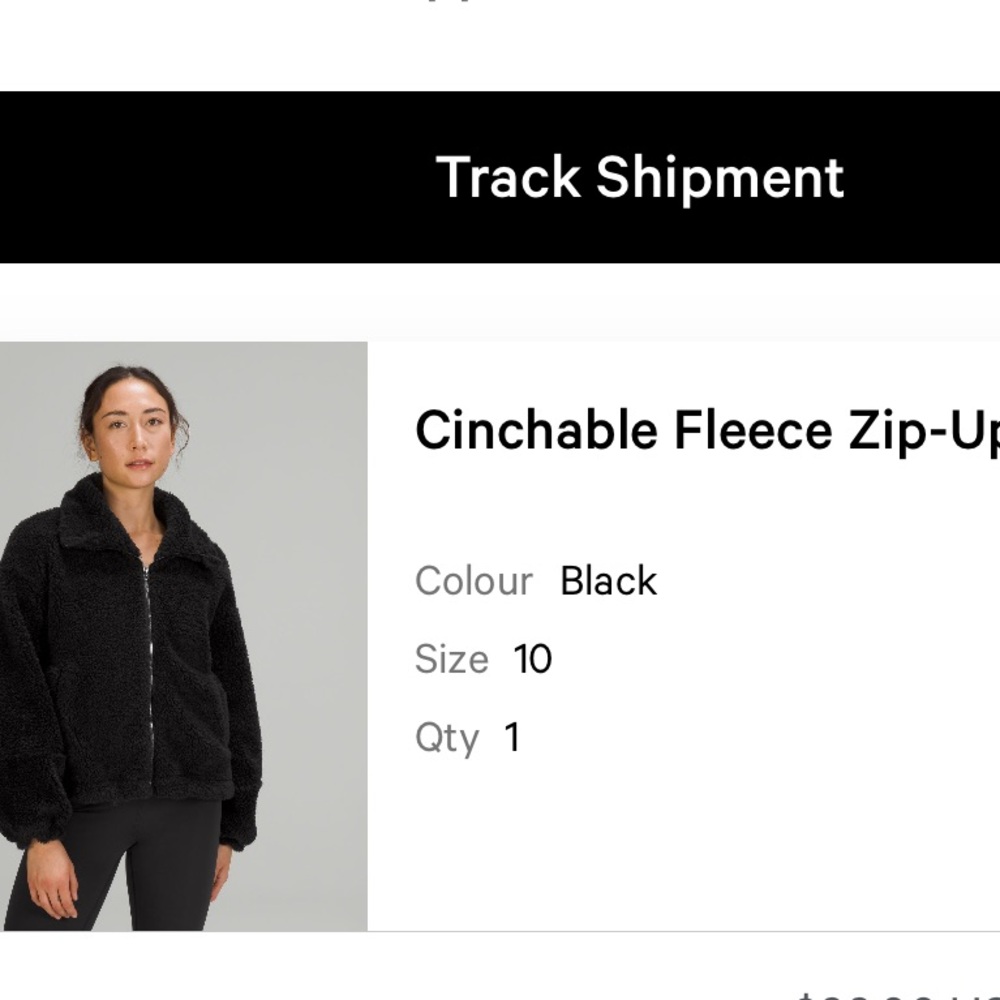 LULULEMON Cinchable Fleece Zip-Up Jacket in Black - Womens 10 - Picture 2 of 9